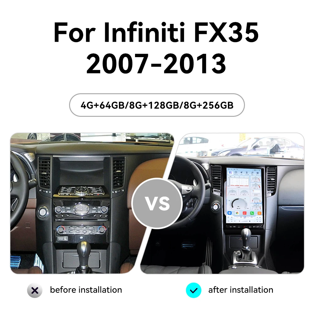 14.5 Inch For Infiniti FX35 2007 - 2013 Android 15 Car GPS Multimedia Player Vertical Tesla Screen Car GPS Navigation CARPLAY