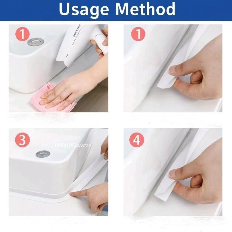 Shower Bath Sealing Tape Strips PVC Self Adhesive Waterproof Wall Sticker for Bathroom Kitchen Seal Caulk Strip Sink Mold Proof
