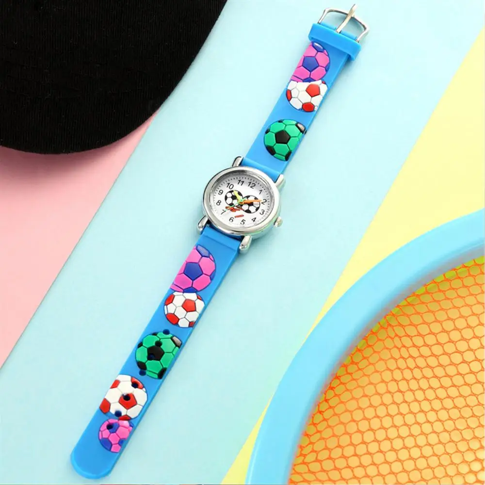 Cartoon 3D Football Pattern Wrist Watch para crianças, relógio de pulso infantil, relógio de quartzo, relógio estudantil, presente para meninos e meninas