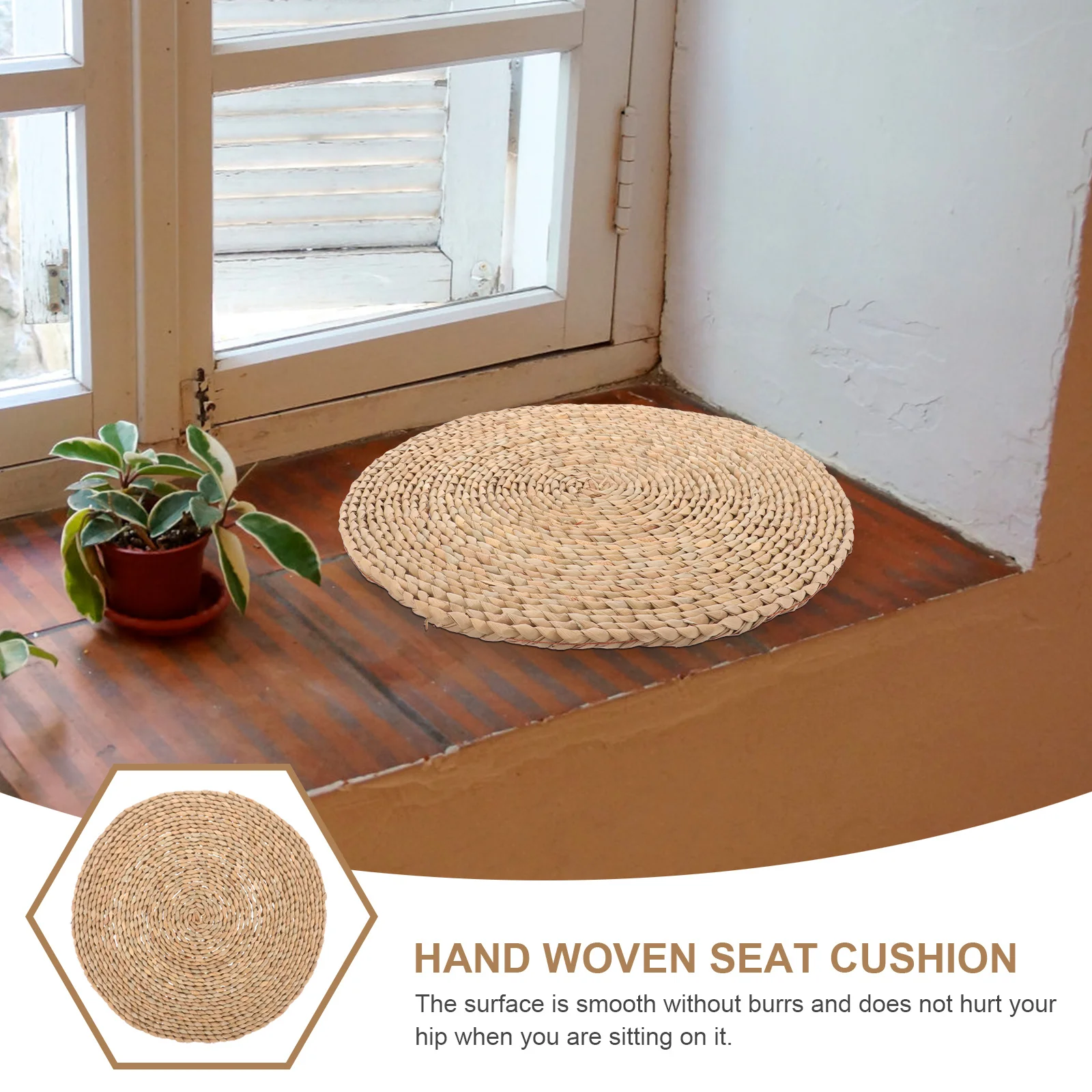 

Woven Seat Yoga Meditation Pad Japanese Woven Sitting Mat Style Floor Pillow Tatami Indoor Floor Cushion Grass