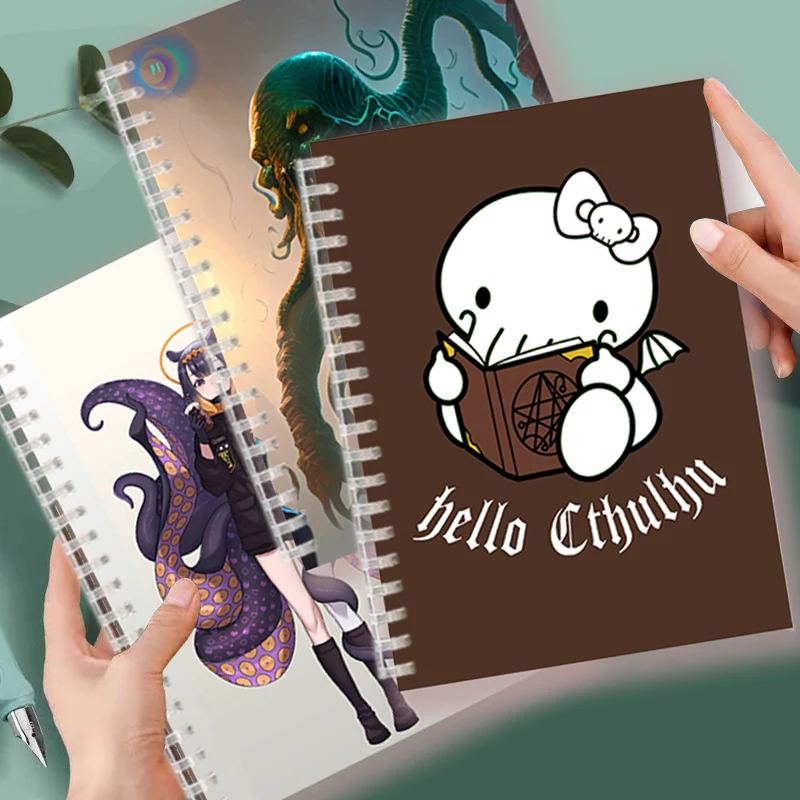 Quaderno a spirale A5 Horror Cthulhu schizzo quaderno carino Kawaii Cthulhus Octopu Cartoon Mythos calendario pianura diario regalo per bambini