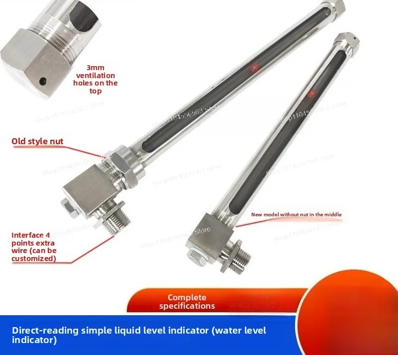 Level Gauge: 304 Stainless Steel Glass Tubular Oil Tank Level Gauge, L-shaped Water Tank Organic Tube Water Level Gauge