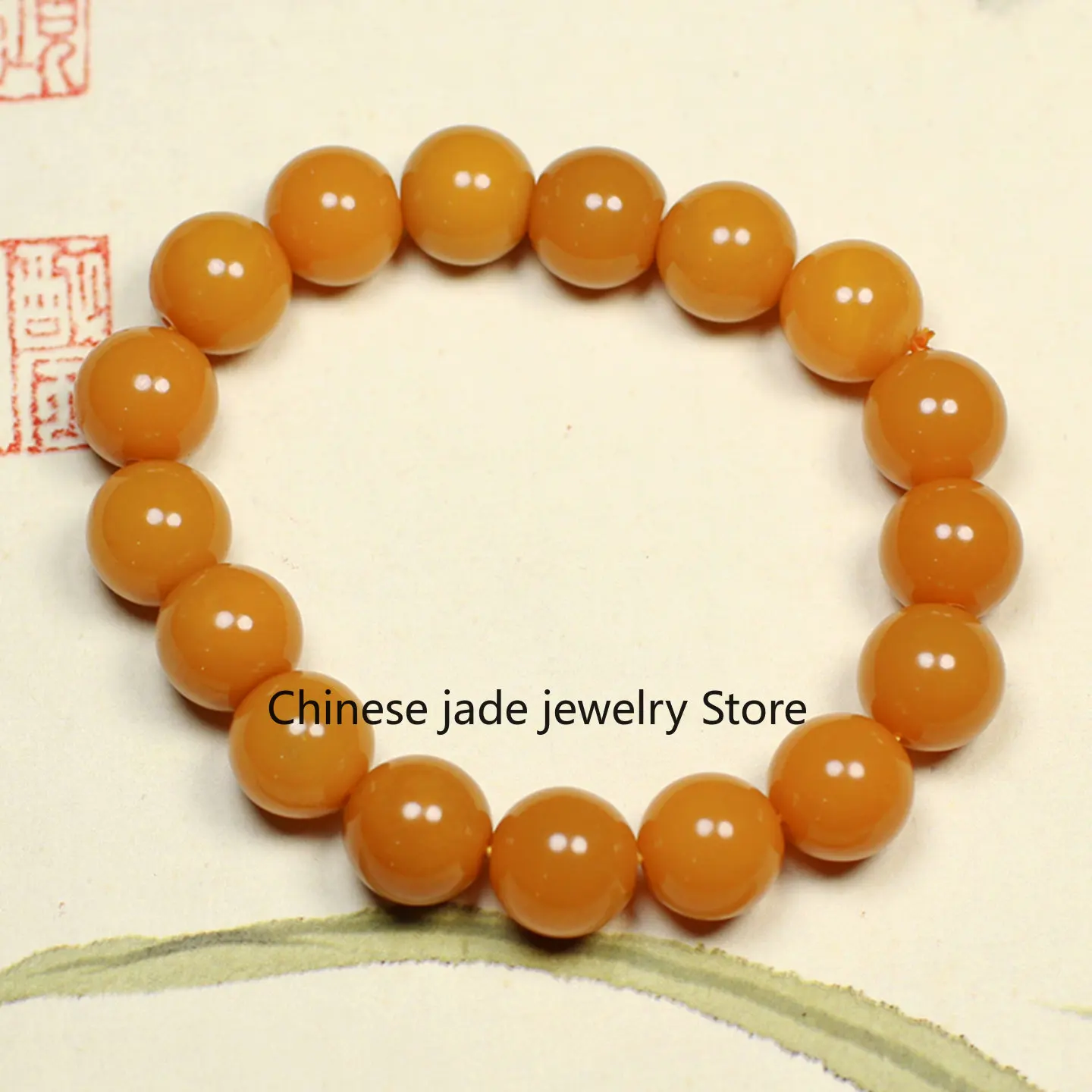 Genuine Yunnan Huanglong jade Myanmar material bracelet women's jade bracelet 12mm round bead bracelet jade bead single ring bra