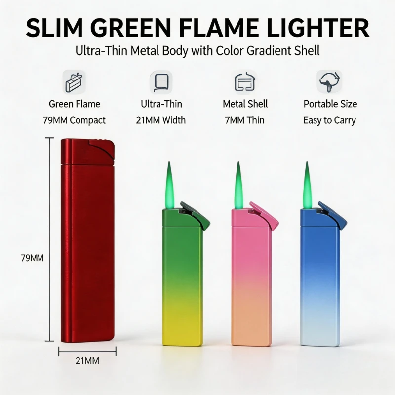 Wind‑Proof Ultra‑Thin Balloon‑Shaped Butane Gas Lighter, Mini Jet Green Flame Torch Design, Compact Pocket‑Friendly Build