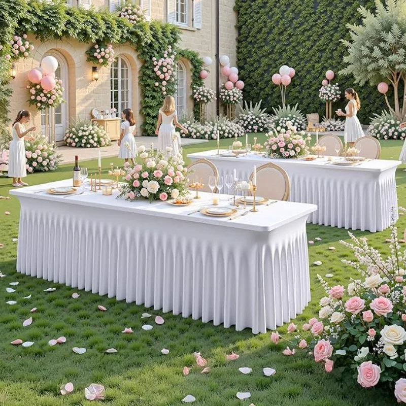 Multi-Color Stretch Table Cloth Long Rectangle Milk Silk Table Cover for Hotel Conference Meeting Room Office Wedding Decor