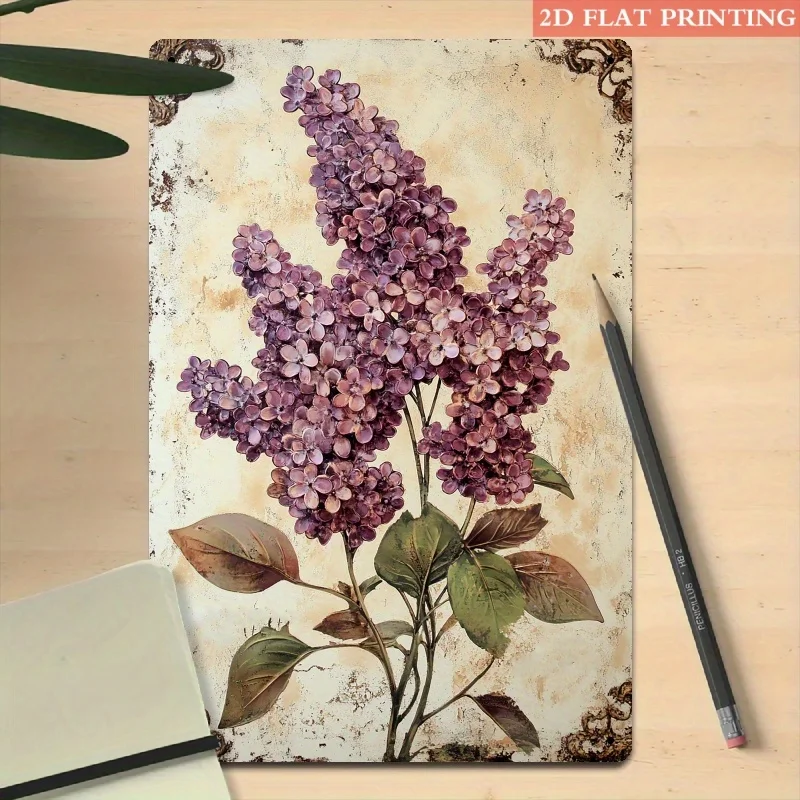 CIFBUY Vintage Purple Violet Metal Wall Art Waterproof Durable Aluminum Wall Art Farmhouse Living Room Home Decor Gift