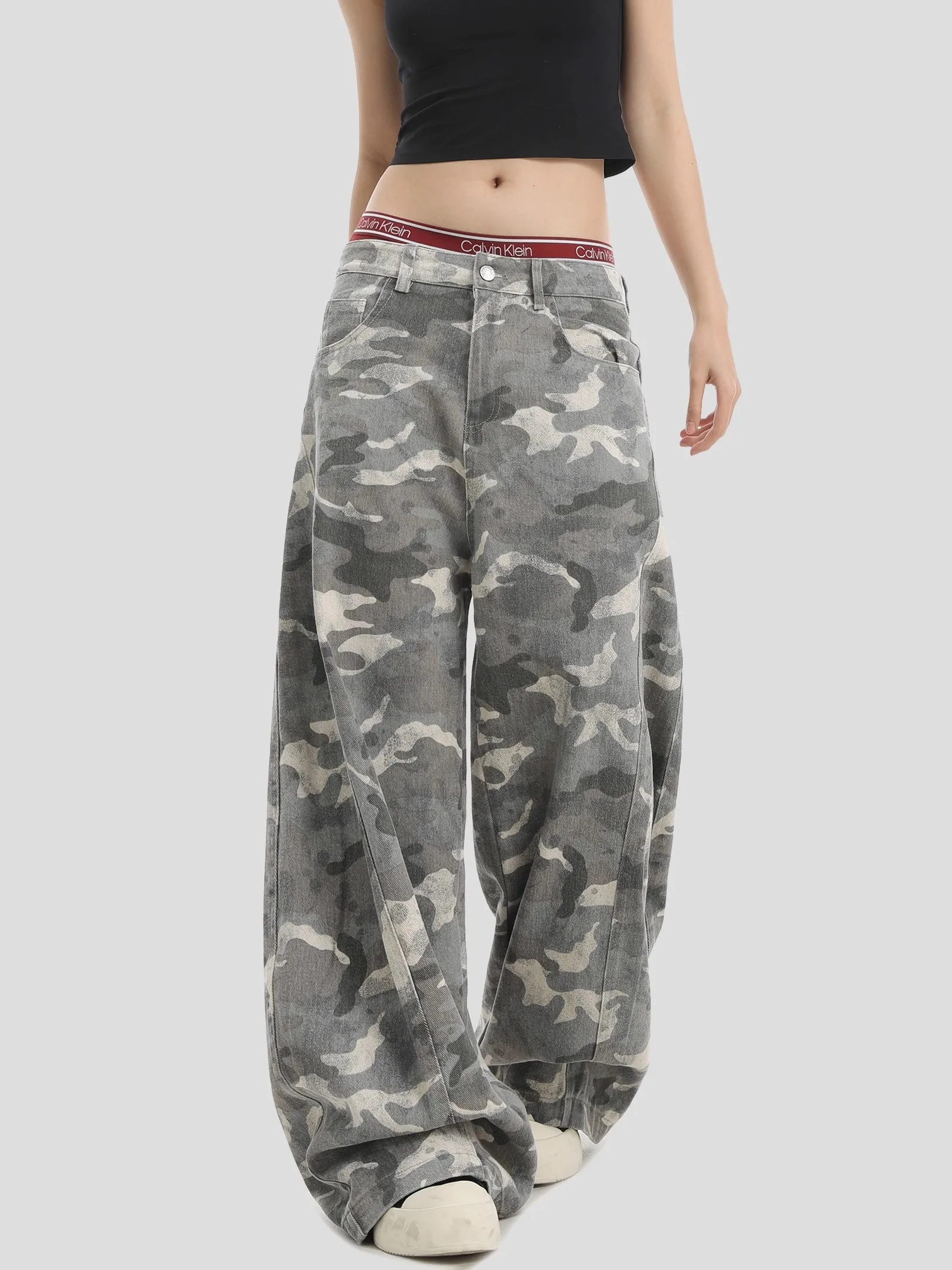 

RUTO STUDIO Американский камуфляжный нож с завышенной талией Свободные широкие брюки для рабочей одежды для пар Молодежный тренд Faion