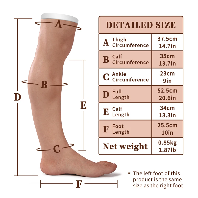 A Pair Silicone Prosthesis Foot Realistic Leg Sleeve Simulated Skin Artificial for Cover Scars Young-aged COS Props Clone Foot