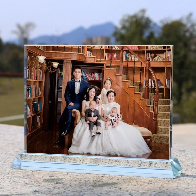 Crystal Photo Frame Table, Graduation Class, Reunion Souvenir, Kindergarten Group Photo,Veteran Memorial ornament,10/12 inch,1Pc