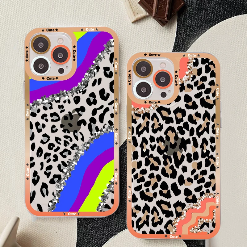 Leopard Grain Milk Cow Zebra Stripe Phone Case For iPhone 13 14 Pro Max XS XR 12 11 Pro 13 Mini 6 7 8 Plus Soft Clear Cover