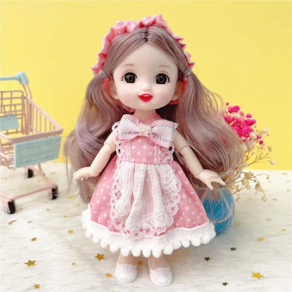 16cm Lovely BJD Doll Figure with Clothes and Shoes Movable 13 Joints Sweet Princess Face Lolita Girl Gift Kid  Toy