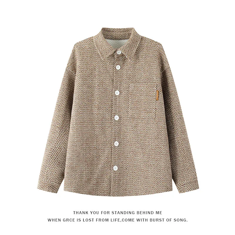 Twill Lapel Jacket Men's Outerwear 2025 Spring New Casual Shirt Jacket Loose Large Size Jacket