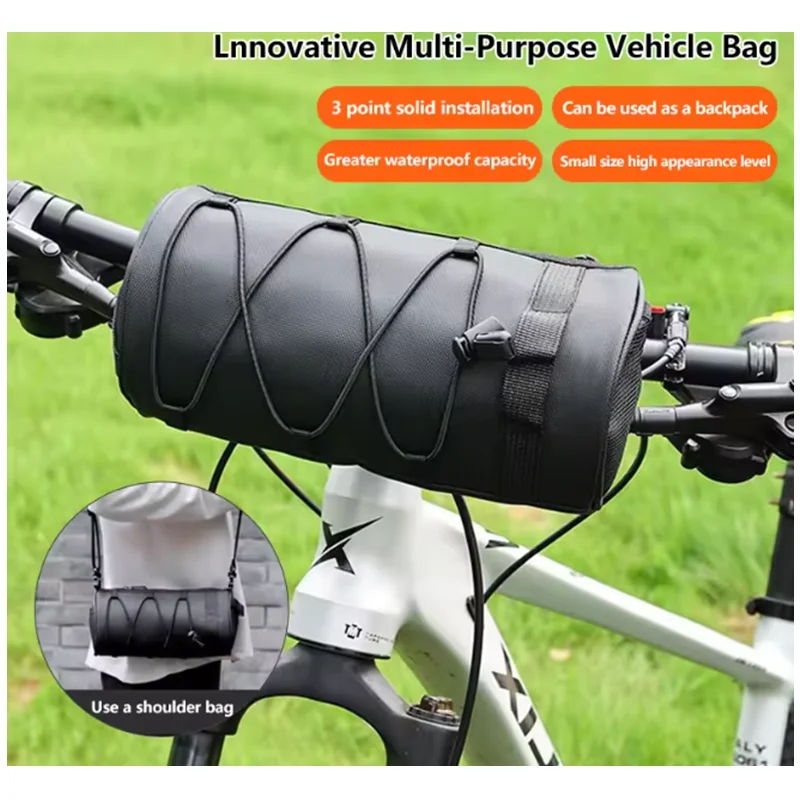 

Mountain Bike Front Beam Bag 2.5L Nylon Portable Bicycle Tube Rear Bag Waterproof Multi-functional Cycling Handbar Bag