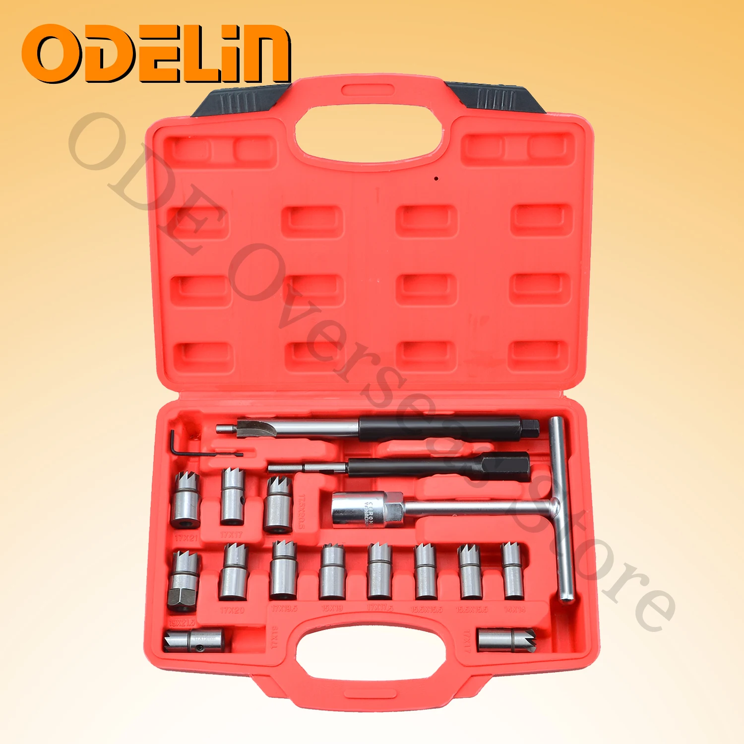 Image of 17-teiliges Diesel-Injektor-Sitzfräser-Set für BMW Ford Peugeot Citroen Renault Auto-Reparaturwerkzeug