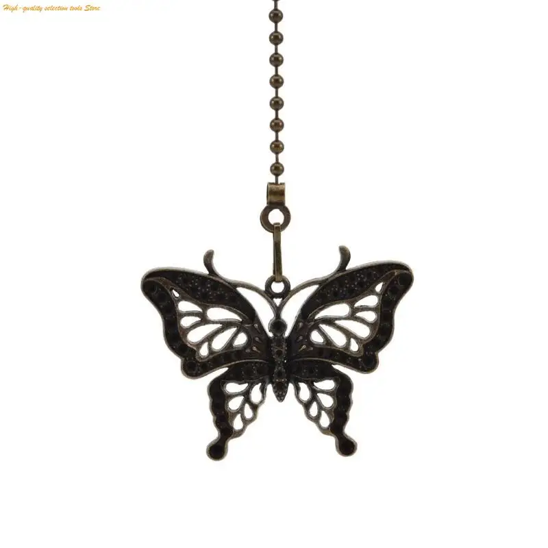 203F Antique Bronze Ceiling Fan Pull Chains 2 Pack Featuring Dragonflies and Butterfly for Elegant Home Styles Daily Use