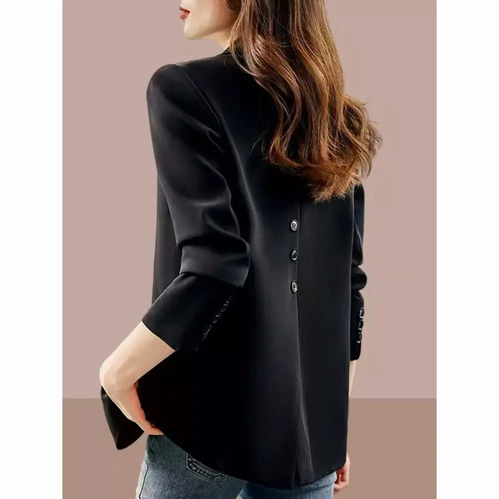 Casual Fashion Small Suit Jacket for Women\'s Spring Autumn New Professional High-end No Ironing Trendy Single Buckle Suit Top