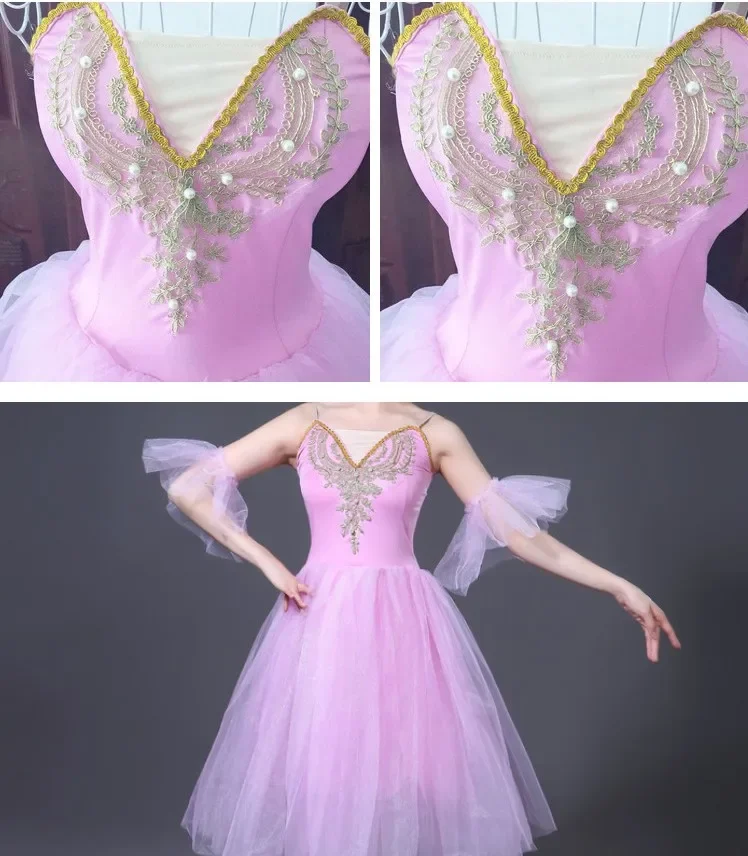 Vestido de baile de Ballet de Lago de los cisnes blancos para mujer adulta, trajes de baile de salón, tutú romántico, ropa de escenario, vestido de baile de fiesta