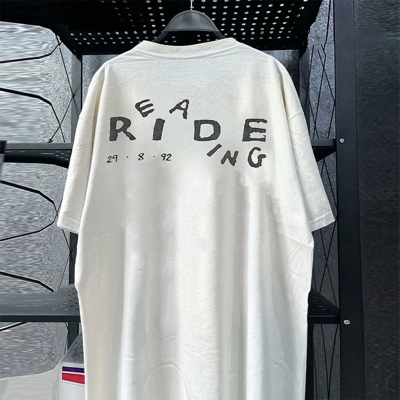 American Graffiti Design Short Sleeve T-Shirt Cotton Ulzzang  Art School Style Nannv Five Sleeve Ins Trendy round Neck Sum...