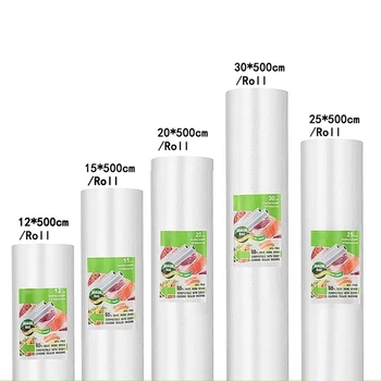 식품 진공 실러 백용 진공 백, 신선하게 오래 보관, 진공 포장기용 롤 로트 백, 12 + 15 + 20 + 25 + 30cm x 500cm 