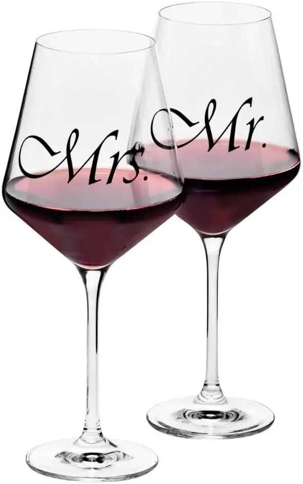 

Mr & Mrs Wine Glasses, Set of 2, 18.6 oz, Avant-Garde Collection, Crystal Glass, Ideal Wedding Gift, Dishwasher Safe,