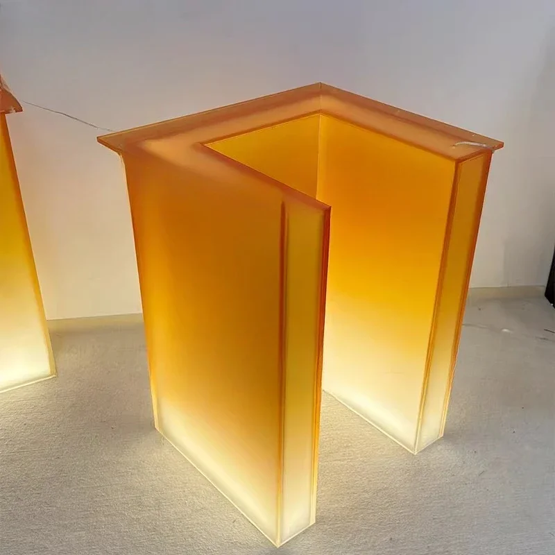 Frosted acrylic luminous bar table legs luminous dining table feet one-shaped island table desk bracket support leg bracket