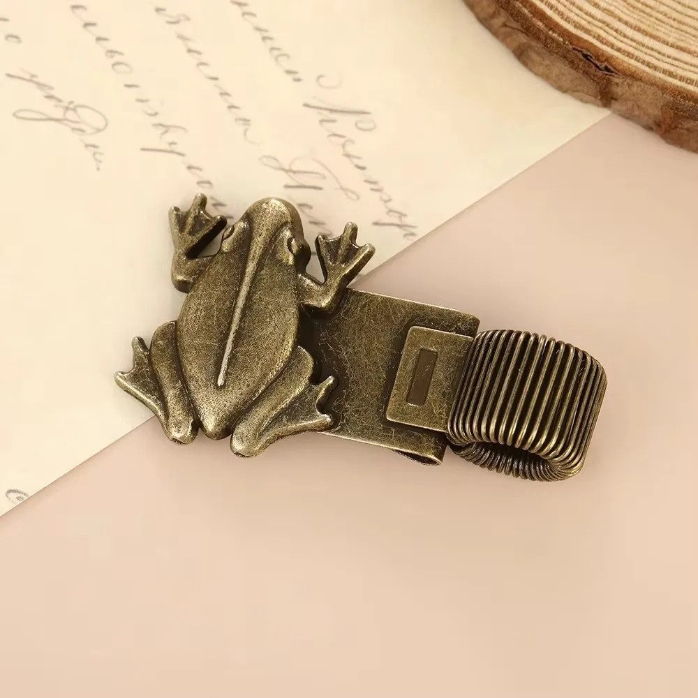 Gifts Spring Loaded Vintage Frog Pen Clip Animal Theme Creativite Metal Pen Holder Bookmark Clip School Supplies