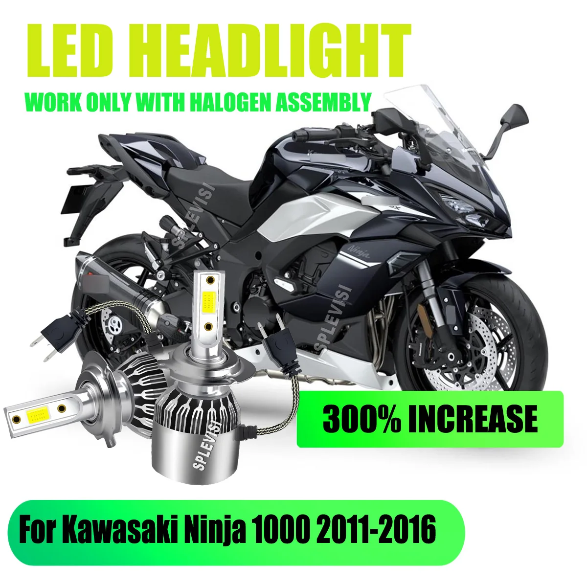 

H7 LED Motorcycle Headlight Conversion Bulbs - 3X Brighter Than Stock - For Kawasaki Ninja 1000 2011 2012 2013 2014 2015 2016