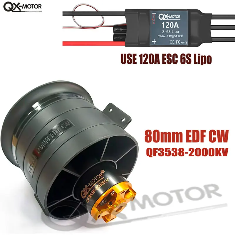 2025 QX-MOTOR 80mm 12-Blade Ducted Fan Set 1000KV/2000KV Brushless Motor + 80A/120A ESC High-Performance Drone Model Accessories