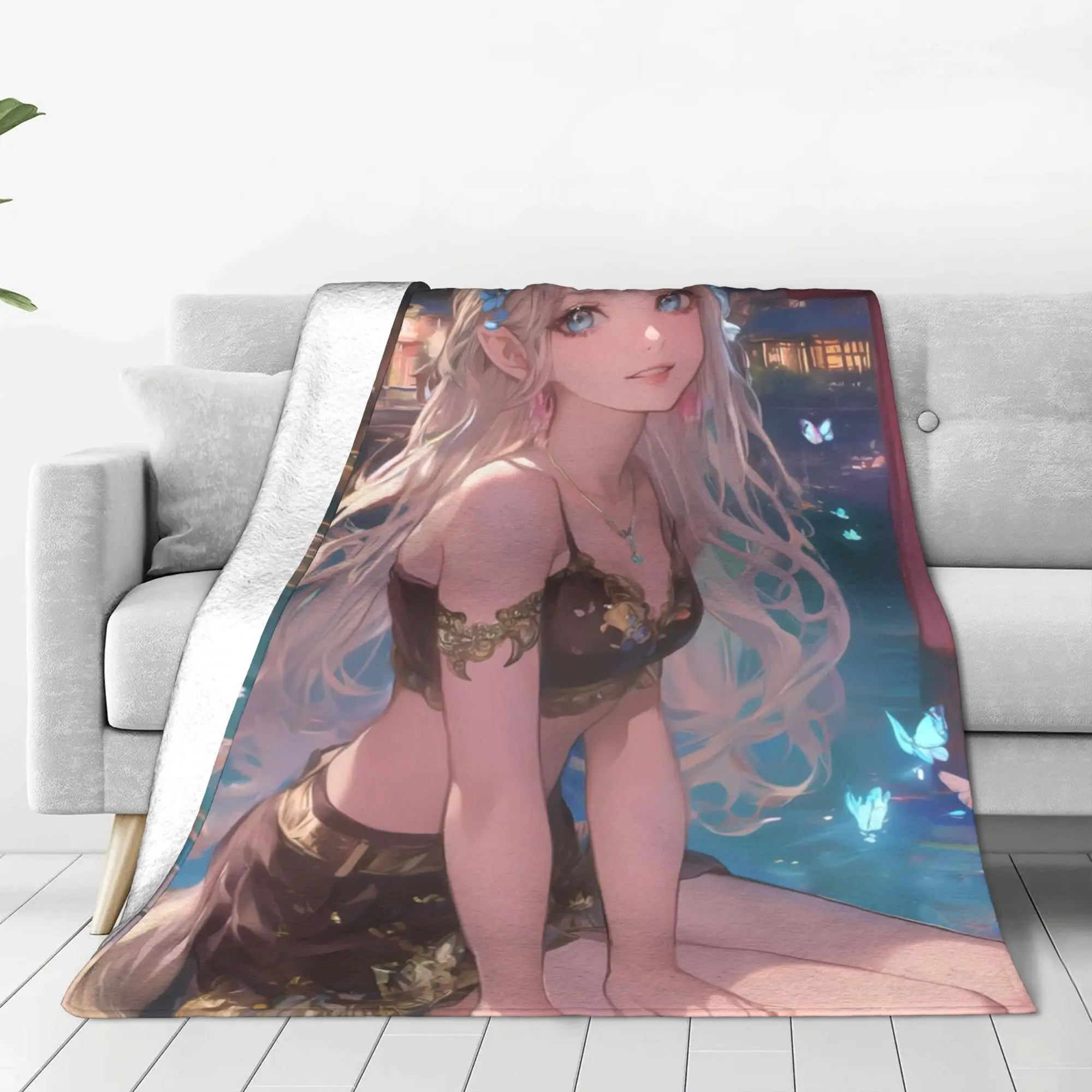 

Flannel Blanket Warm Soft Fluffy Adult Sofa Bed Throw Blanket for Living Room Comfortable Bedspread Outdoor Travel BL 106286