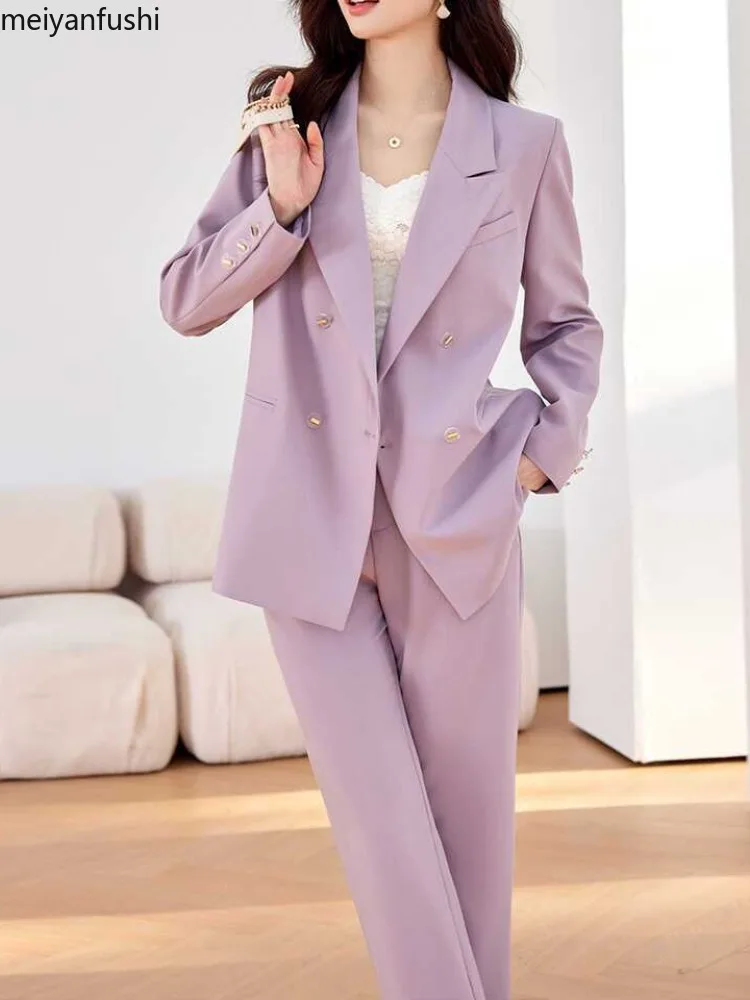 Blazer professionnel à manches longues et pantalon assressentipour femme, ensemble deux pièces, tenue de bureau, tenue de bureau, mode femme, tempérament, imbibé