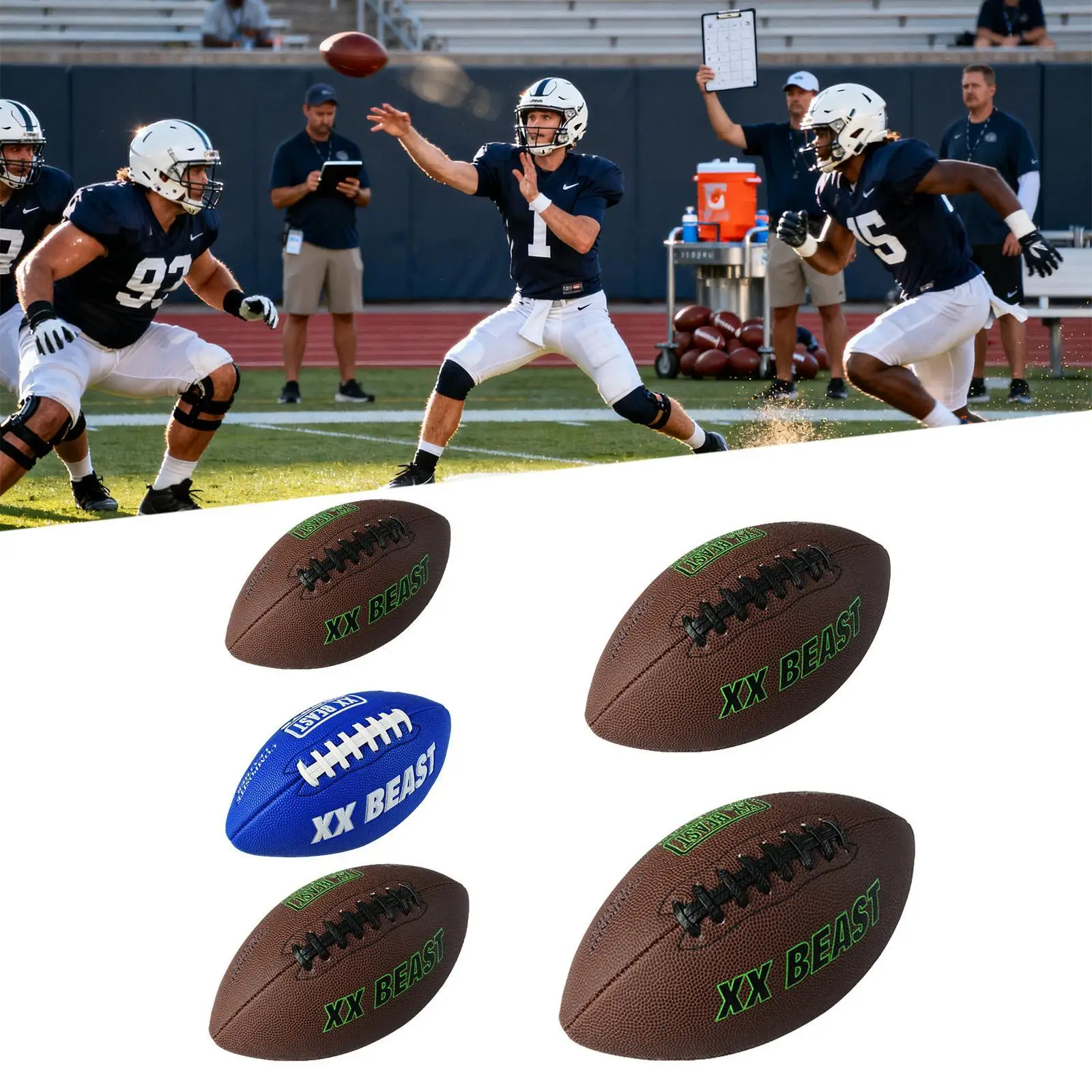 Rugby Ball American Football Gym Sports Practice Nonslip Wear Resistant Recreational Play  for Outdoor Training Team Party Game