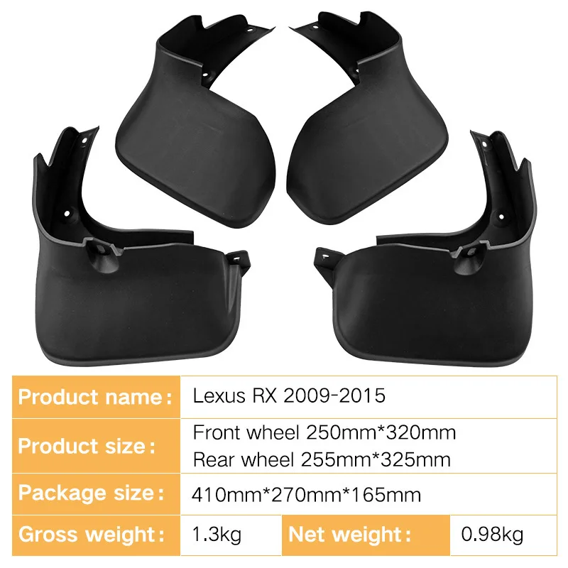 FOR Lexus RX 2009-2015 Car Molded Mud Flaps Splash Guards Mudguards Front Rear Styling Front Rear Car Accessories