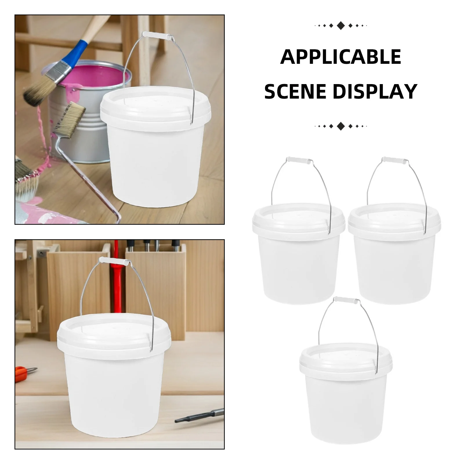 3 قطعة دلو الطلاء الزيتي مستدير 4L دلو فارغ متعدد الوظائف حاوية تخزين الطلاء غطاء مانع للتسرب حاوية الصباغ