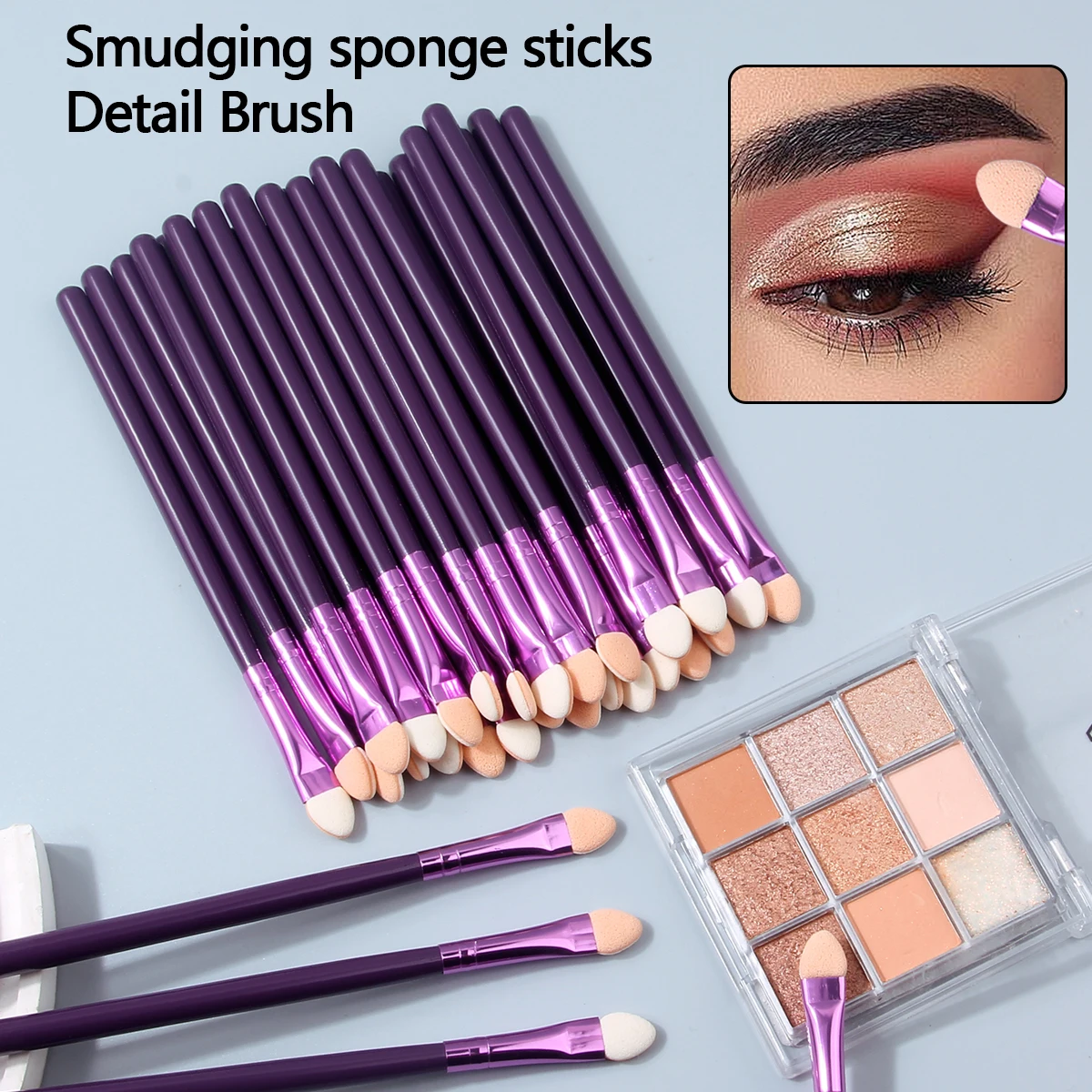 Conjunto de pincéis de maquiagem com cabeça de esponja, pincel de sombra, pincel corretivo e pincel de manchas, ferramentas de maquiagem multifuncionais com 10/20/30 peças