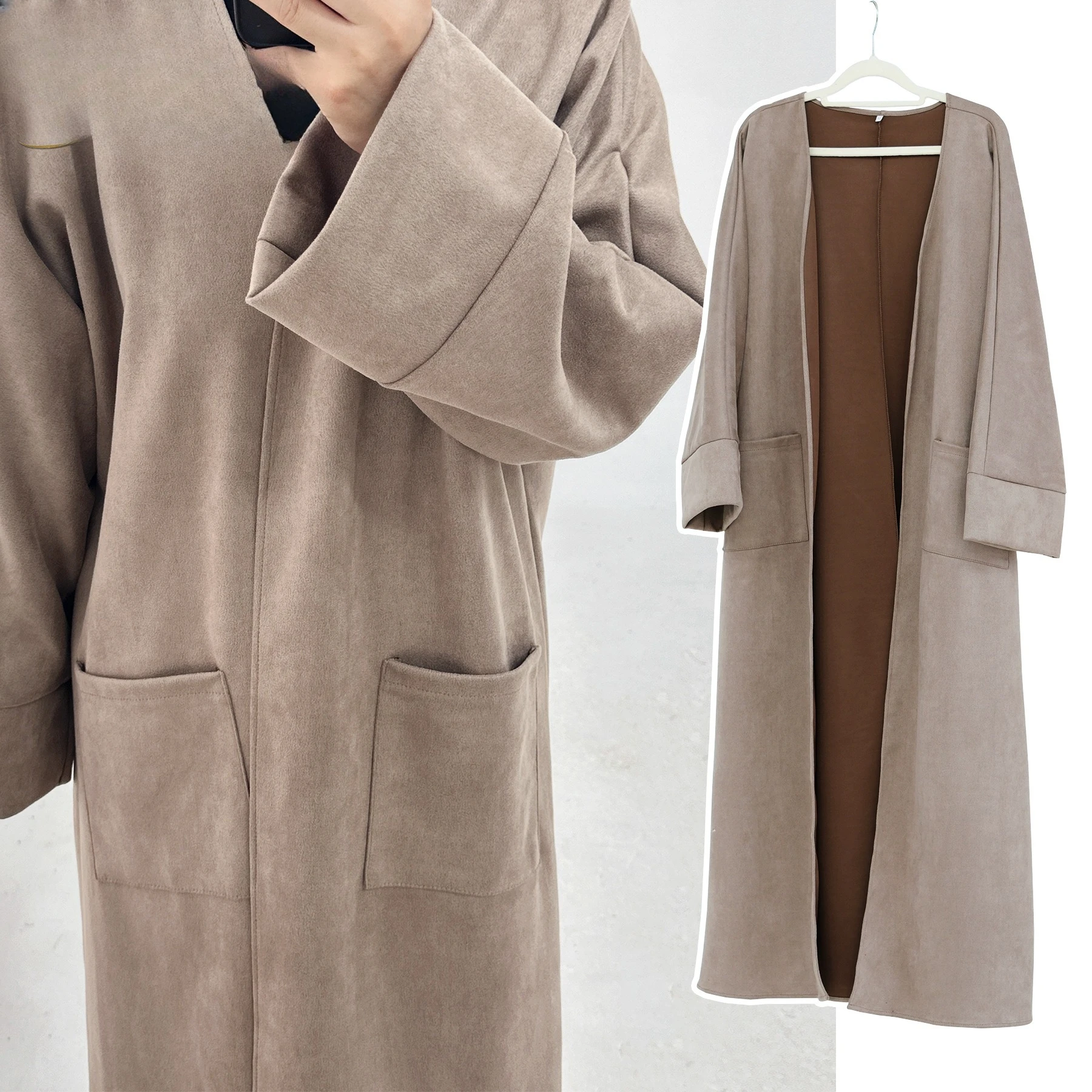 

Модное мусульманское платье-кардиган Абая на осень-зиму, скромное платье из полиэстера Абая для Рамадана, Турция, Дубай, платье Абая