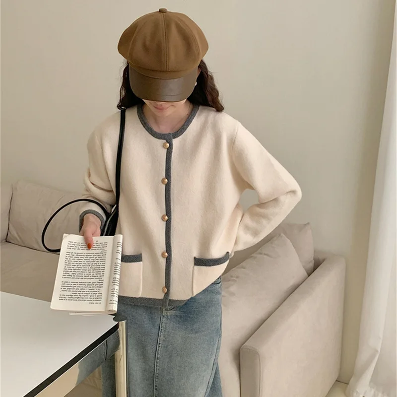 2024 Spring Pure Cotton Cardigan Sweater Women\'s O-neck Women\'s Long Sleeved Top Korean Fashion Loose New Outerwear A113