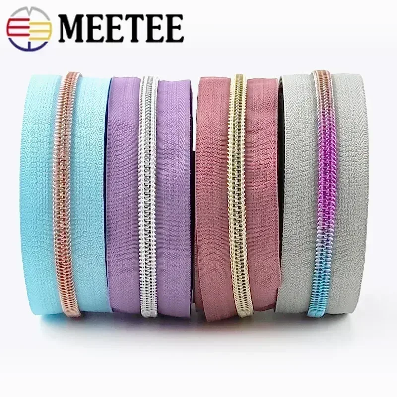 2/3/4/5Meters  5# Nylon Zippers Tape with Zip Sliders Coil Zipper Bags Backpack Clothes Zips Repair Kits Sewing Accessories