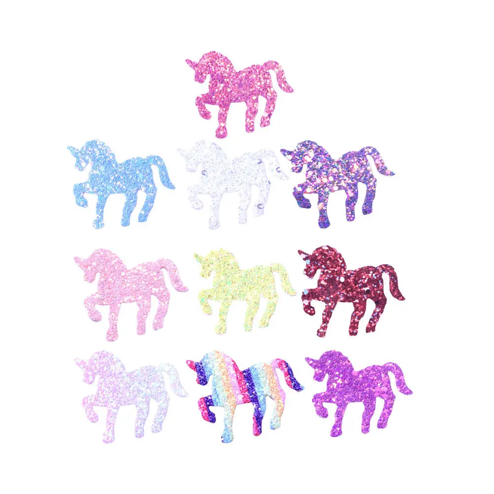 

10Pcs Glitter Unicorn Hair Clips Making Material for Girls Baby Hair Accessories Sparkly DIY Hairpin Charm Party Wedding