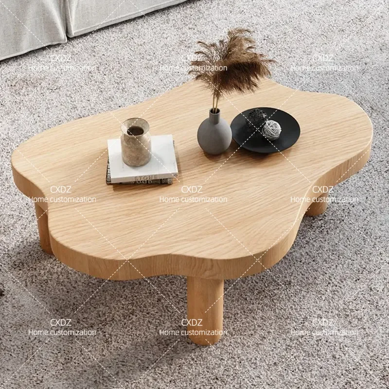 Modern Minimalist Solid Wood Coffee Table Unique Shaped Side Table for Small Apartment Living Room Sofa End Table Cloud