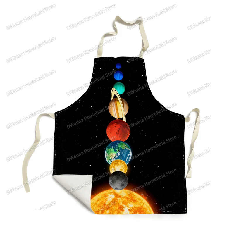 The Planets in The Solar System Graphic Apron Household Cleaning Clothing Sleeveless Kitchen Men Women Home Baking Waist Bib