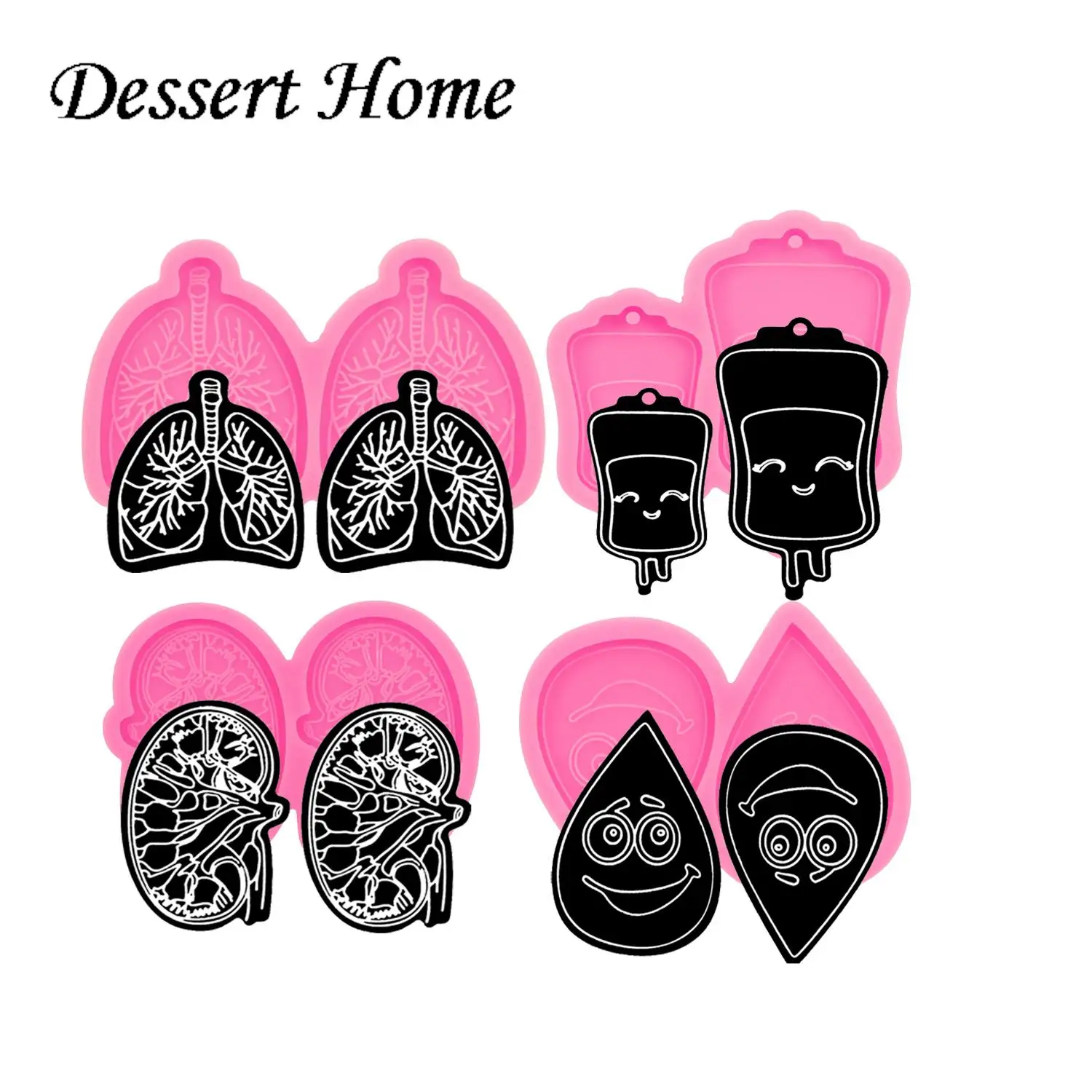 DY1636 Shiny Kidney/Blood drop/Syringe/Uterus-ovary/Pill bottle Resin Epoxy Silicone Phone Grip Mold,  Chocolate Cake Molds