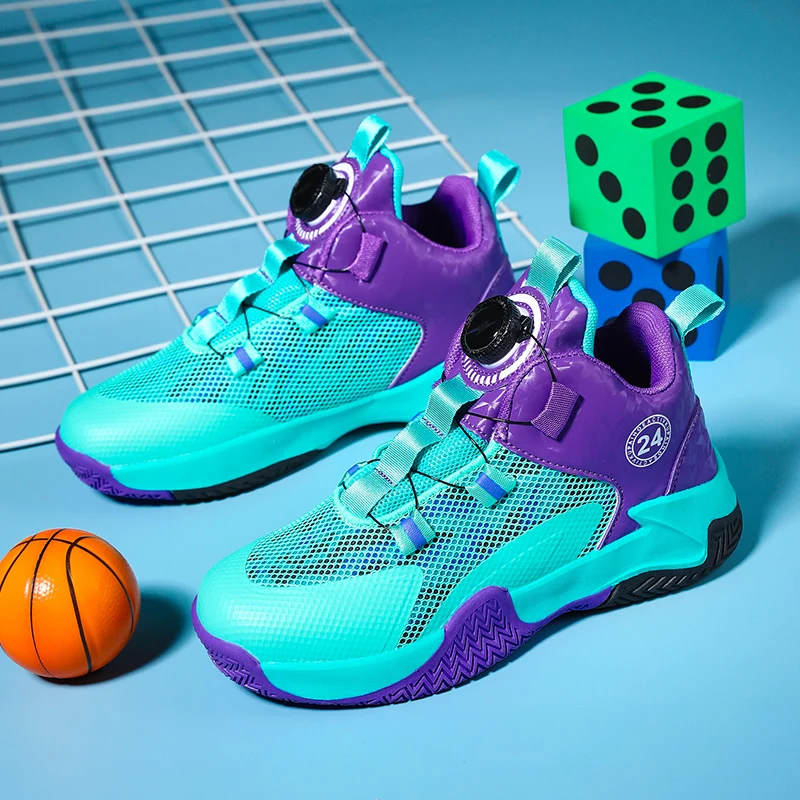 Chaussures de basket-ball jaunes pour enfants, maille respirante, chaussures de sport pour adolescents, vêtements coordonnants, baskets de