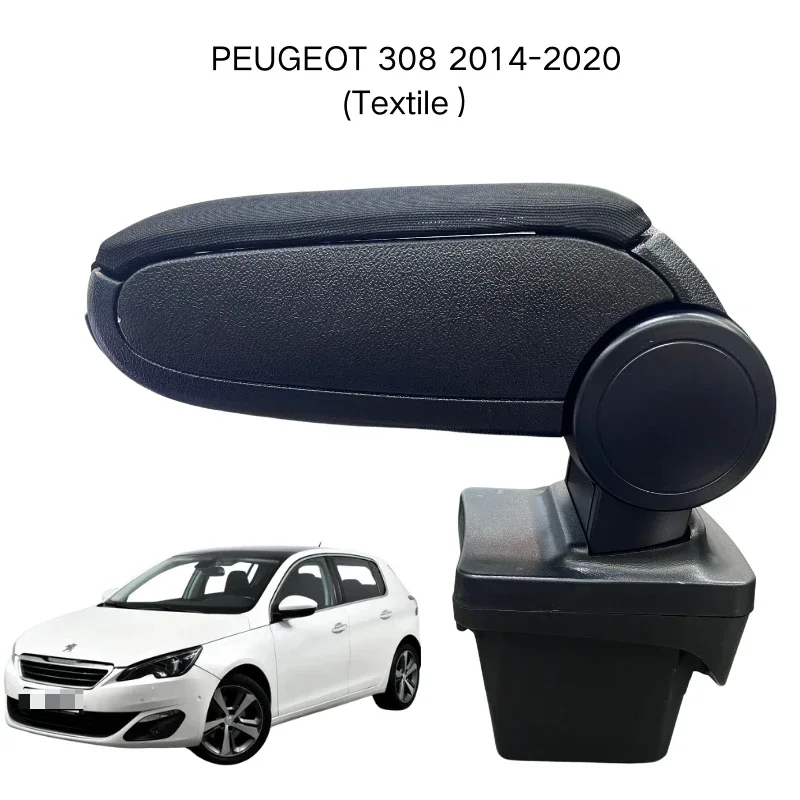 Armrest For PEUGEOT 308 2014-2020 Textile Custom Fit Center Console Storage Box Vehicle Accessories Comfortable Driving Premium