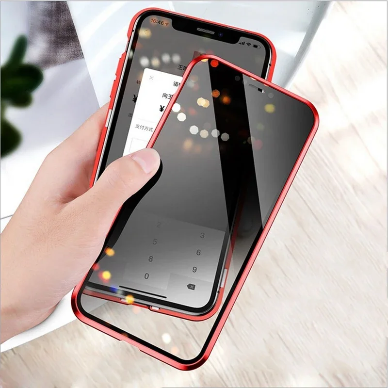 

Privacy Anti-peep Tempered Glass Phone Case For Huawei nova 14 15 Max 12S 13i 10 9 SE 11 Pro Metal Magnetic Bumper Cover Cases