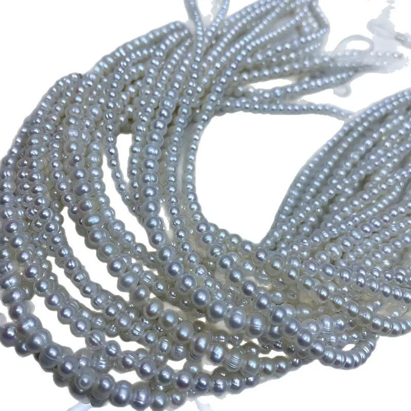 

Natural Freshwater Pearl 4-5-6mm Threaded Near-Round Necklace Semi-Finished Egg-Round Jewelry DIY Accessories New Christmas