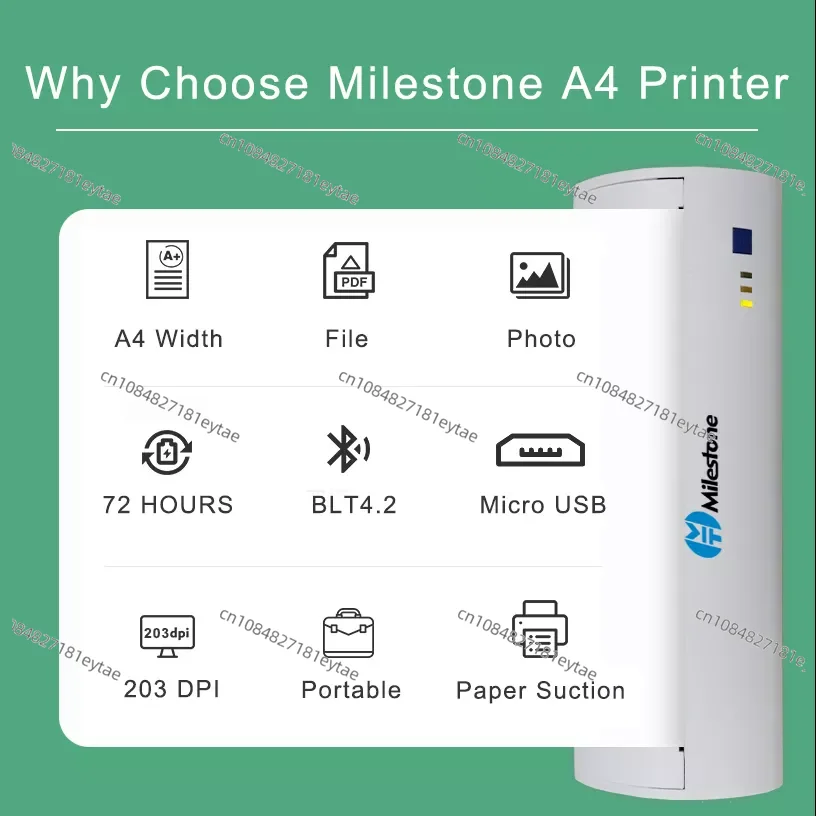 MHT-P8009 Mini Thermal Printer A4 USB And Blue Tooth Portable Printer For A4 Paper