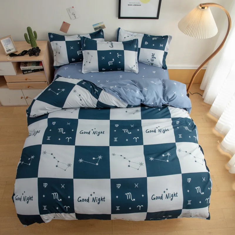 

Aloe Cotton Four- Cartoon Duvet Cover Bed Sheet Small Student Dormitory Three-Piece Set