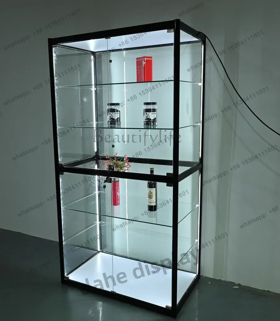 Custom.Best Seller Aluminum Frame Glass Showcases For Display Products Curio Cabinet Glass Display Practical Glass Trophy Ca