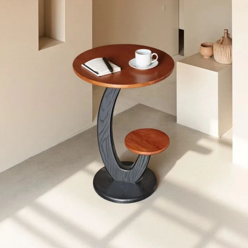 Creative Round Double Layer Coffee Table Modern Minimalist Home Furniture Mini Corner Side Table for Living Room Balcony Bedroom