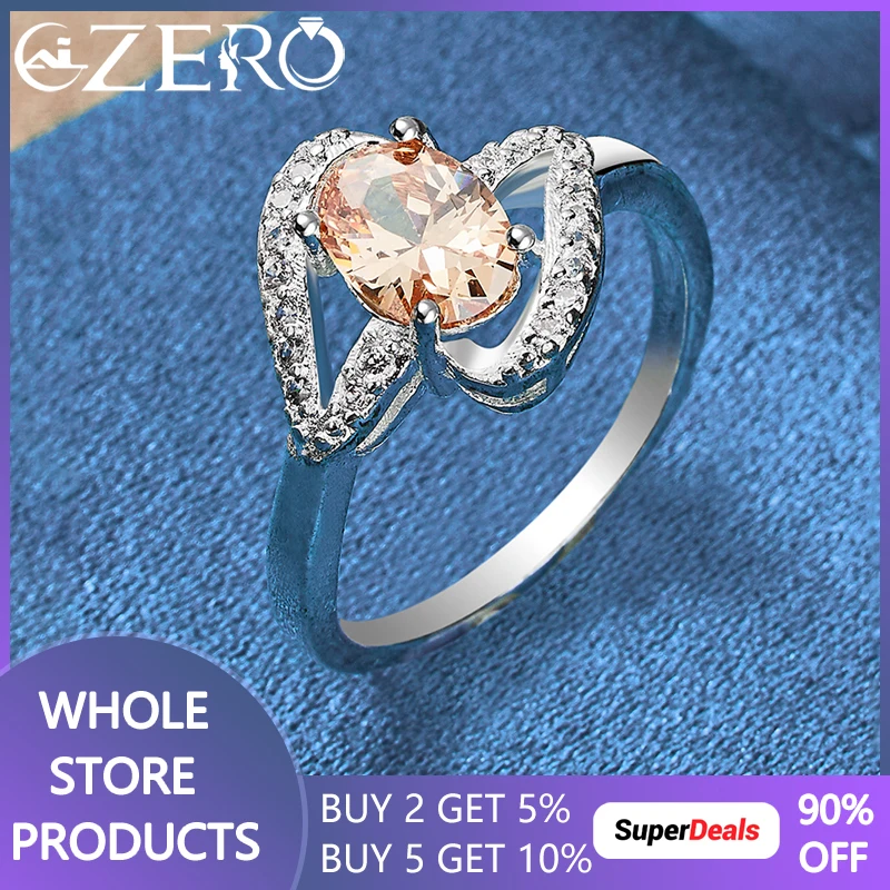 

ALIZERO 925 Sterling Silver Shiny Orange Zircon Ring For Women Wedding Band Engagement Rings Fashion Charm Jewelry Holiday Gifts